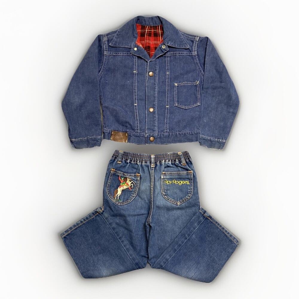 Vintage Roy Rogers Flannel Lined Rider Coat Jean Jacket / Jeans Boys 4T Rare